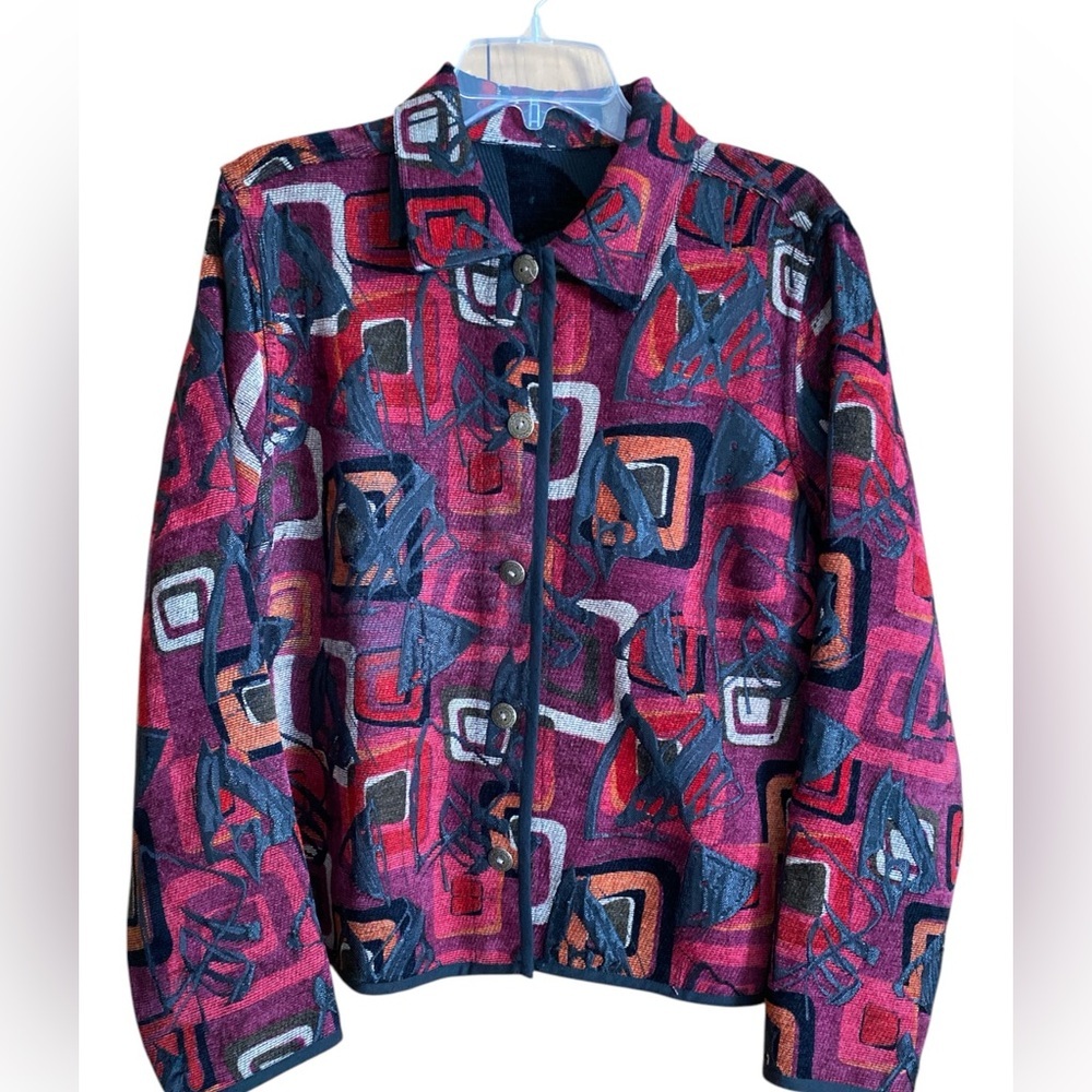 Christopher & Banks women’s reversible jacket blazer red purple black medium